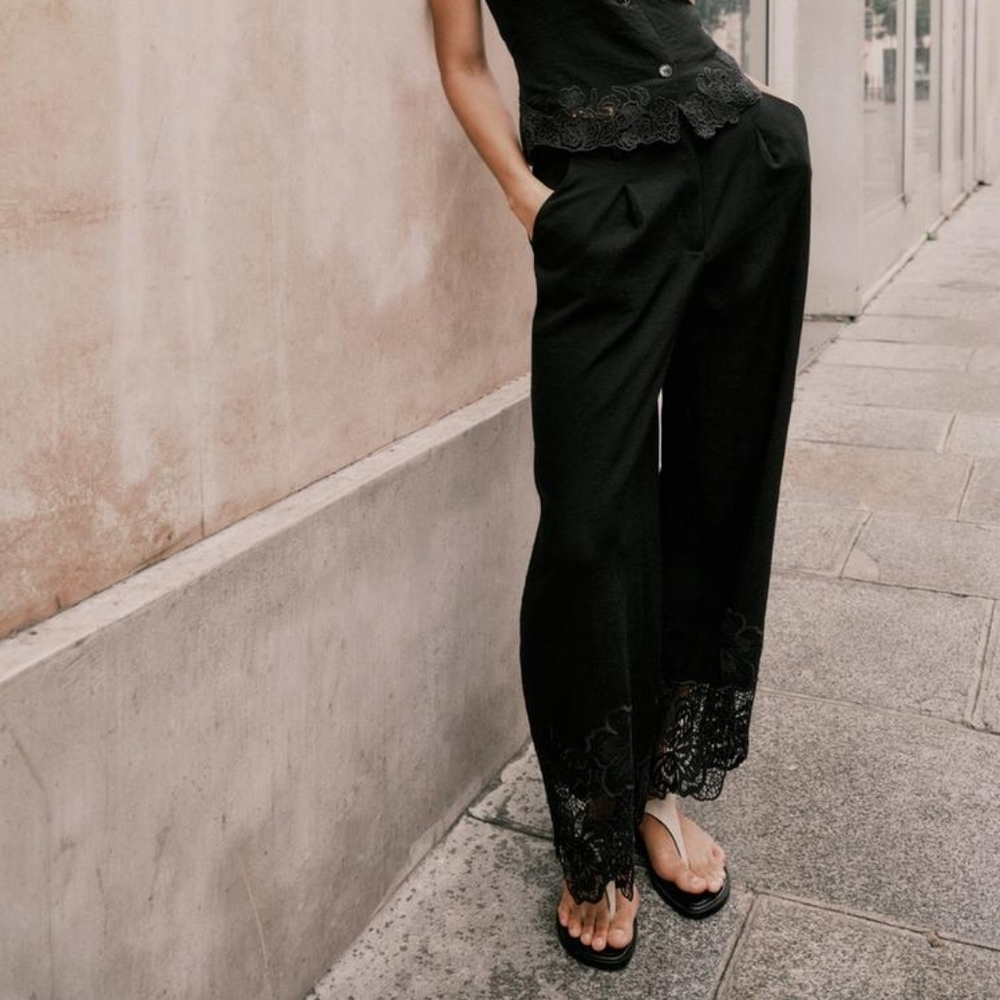 ZARA Embroidered Hem Culottes